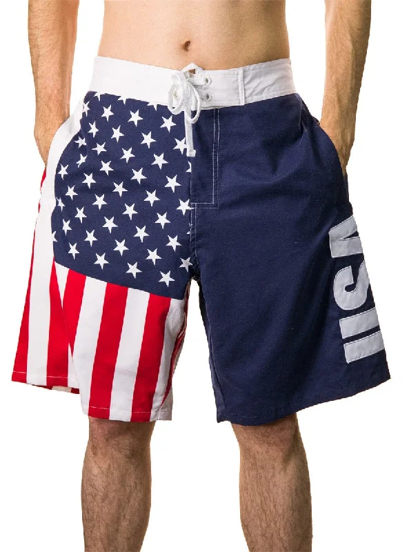 USA Flag Fourth of July Swim Boardshorts for Men