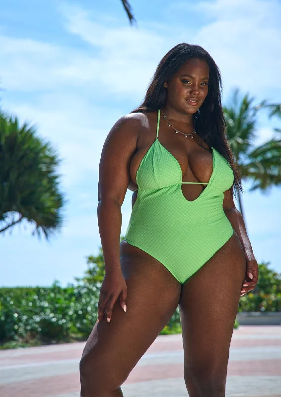 Coronado One Piece - Lime Green Check