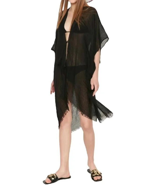 Turkish Cotton Kimono In Black