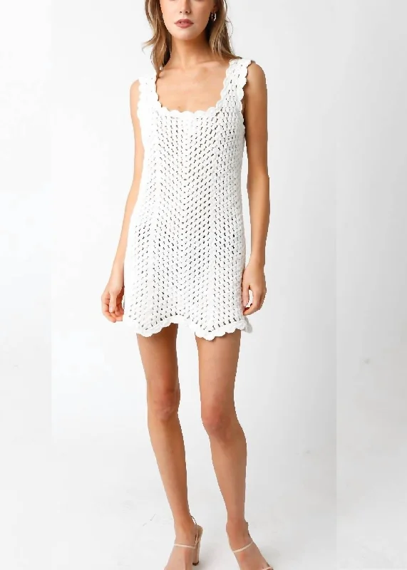 Ivy Crochet Mini Dress In White