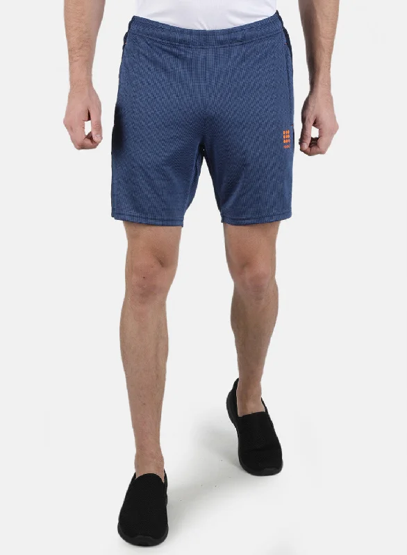 Men Royal Blue Self Design Shorts