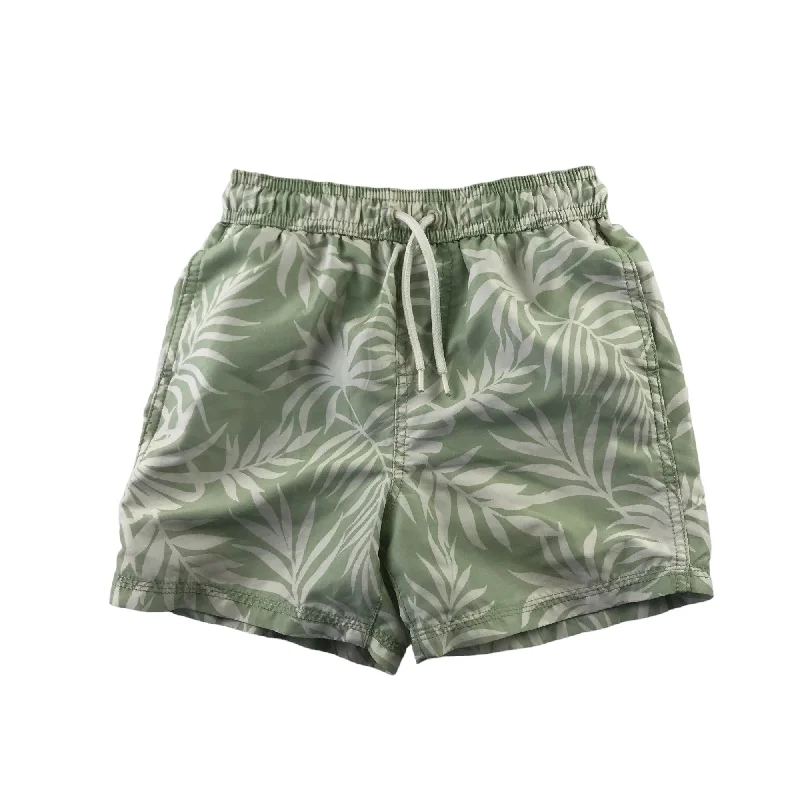 George swim trunks 7-8 years light green leafy print shorts