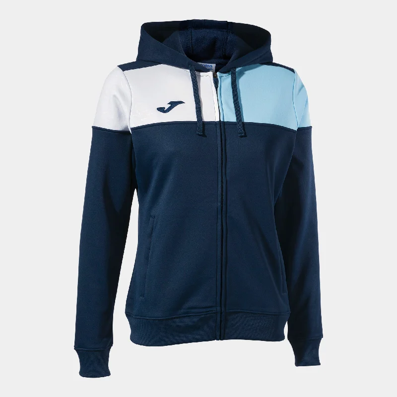 Joma Crew V Ladies Hoodie Jacket (Dark Navy/Sky/White)