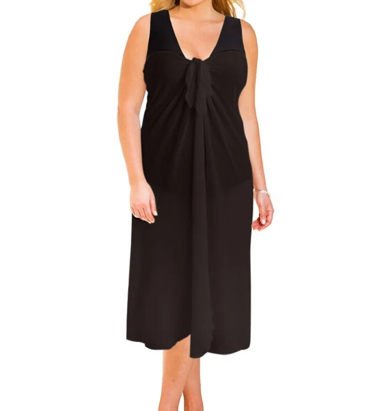 Sun Diva Plus Size Long Pareo Cover Up In Black