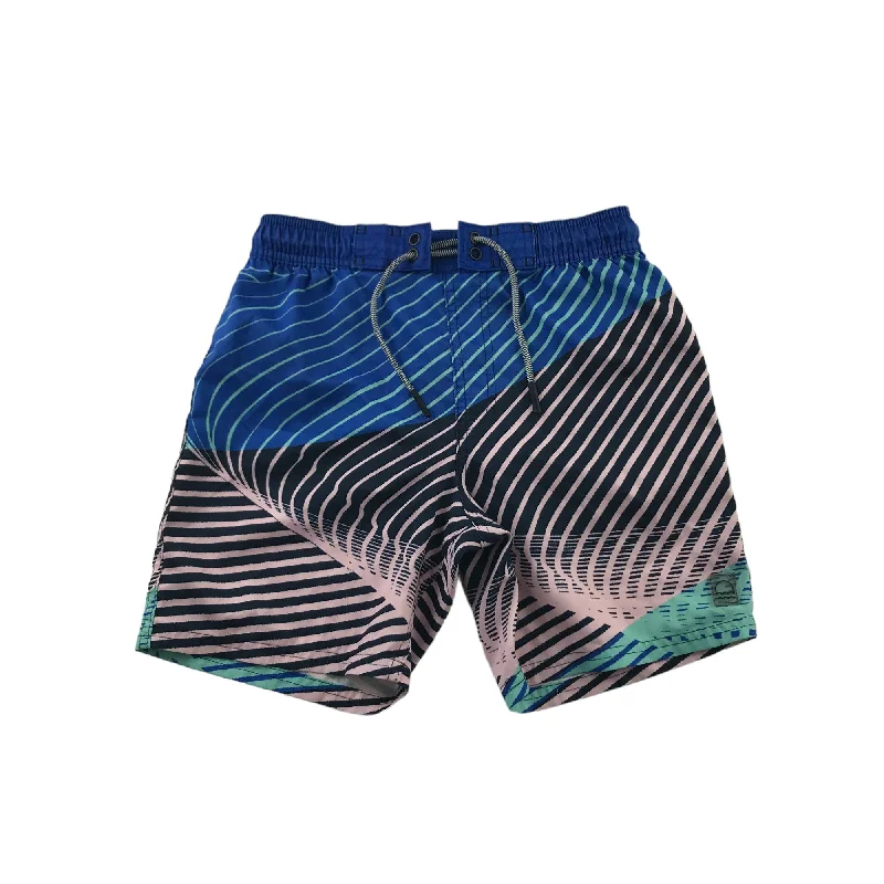 M&S Swim Trunks Age 9 Blue Navy Pink Graphic Print Shorts