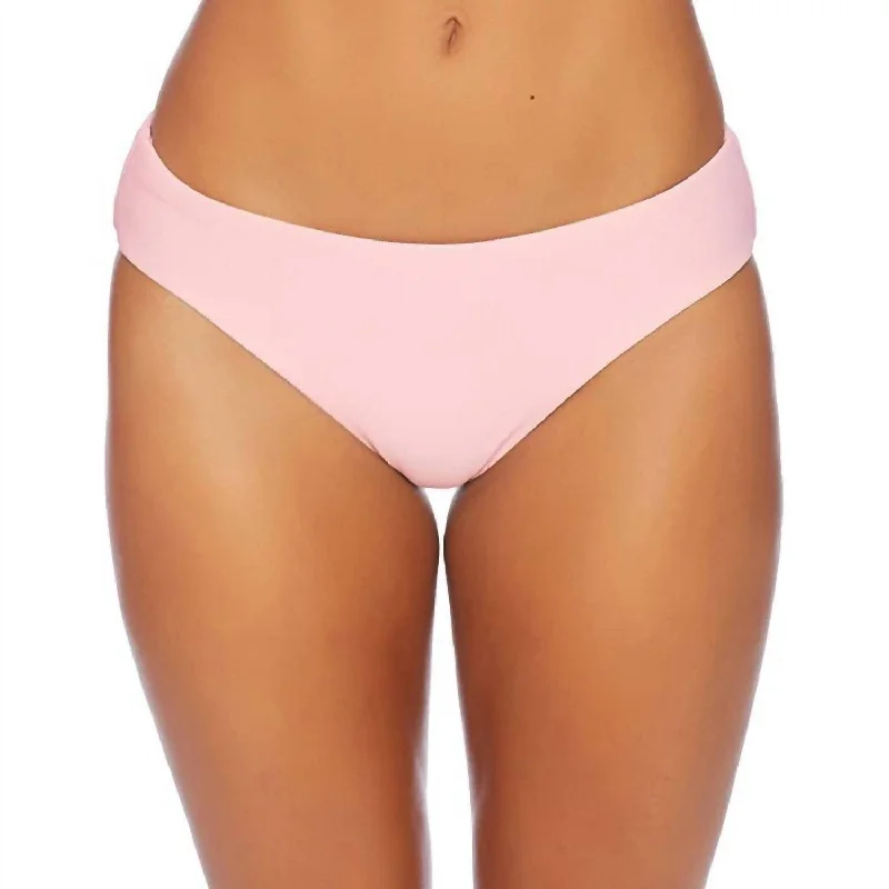 Solid Retro Bikini Bottom In Pink