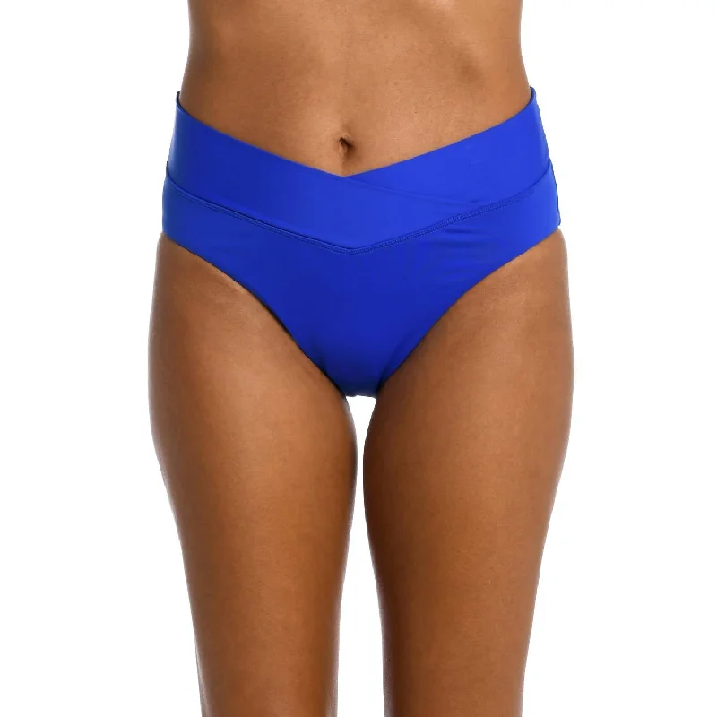 Island Goddess Crossover High Waist Swim Bottom In Sapphire