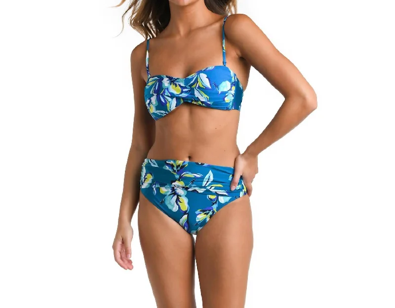 Twist Bandeau Bikini Top In Fiji Tropics Ocean