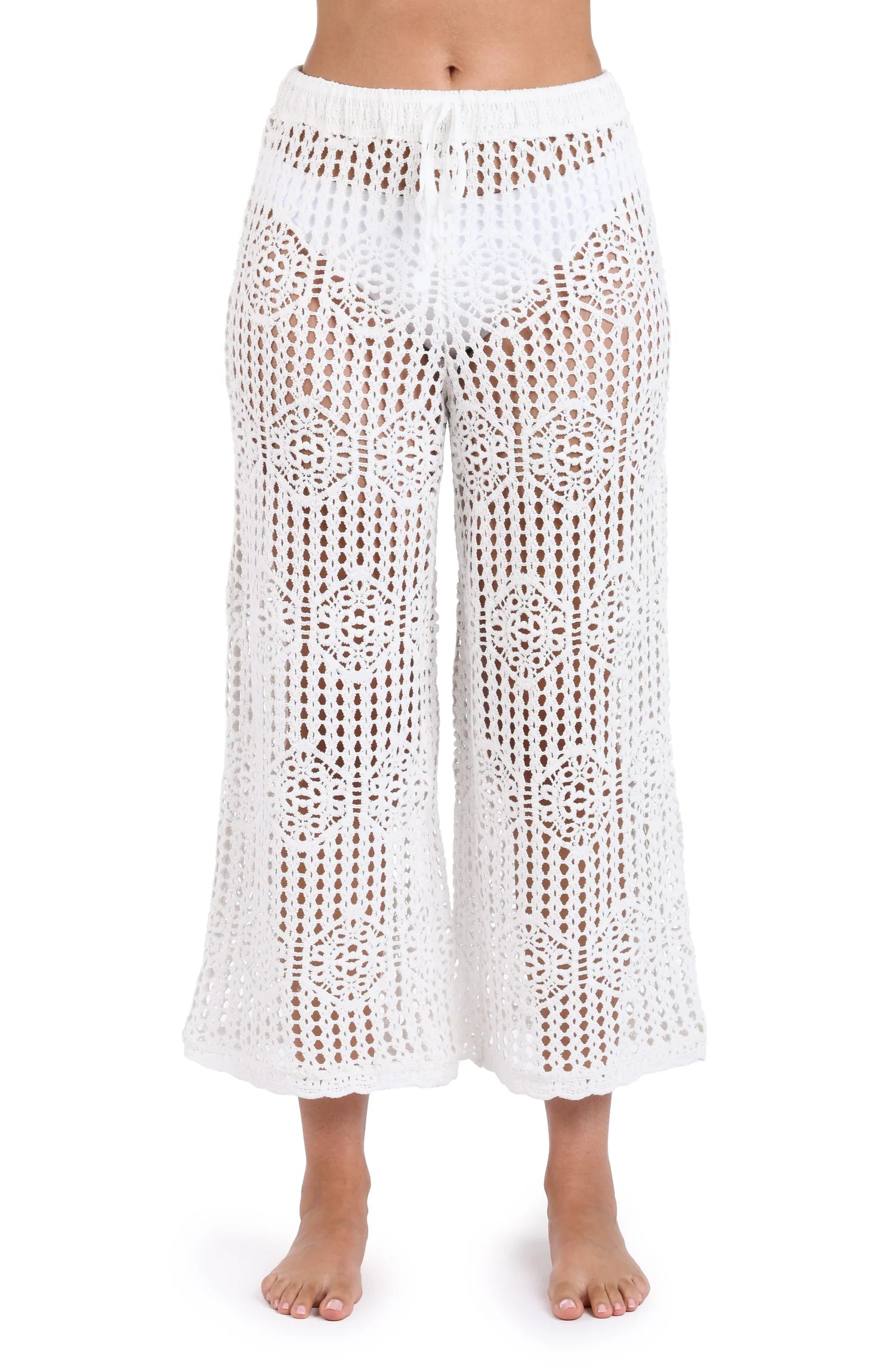 La Blanca Waverly Covers Ivory Crochet Cropped Pant