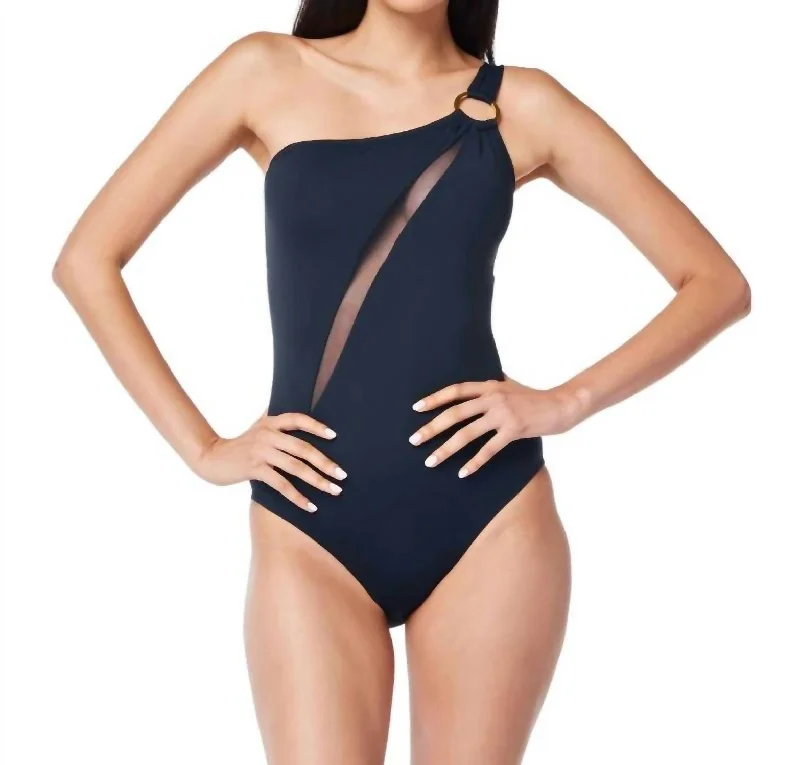 Ring Me Up Asymmetrical Onepiece Swimsuit In Navy