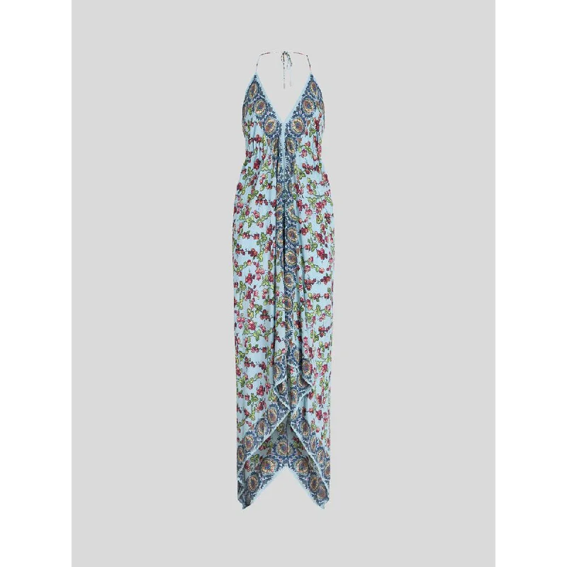 PRINTED CRÊPE DE CHINE BEACH DRESS