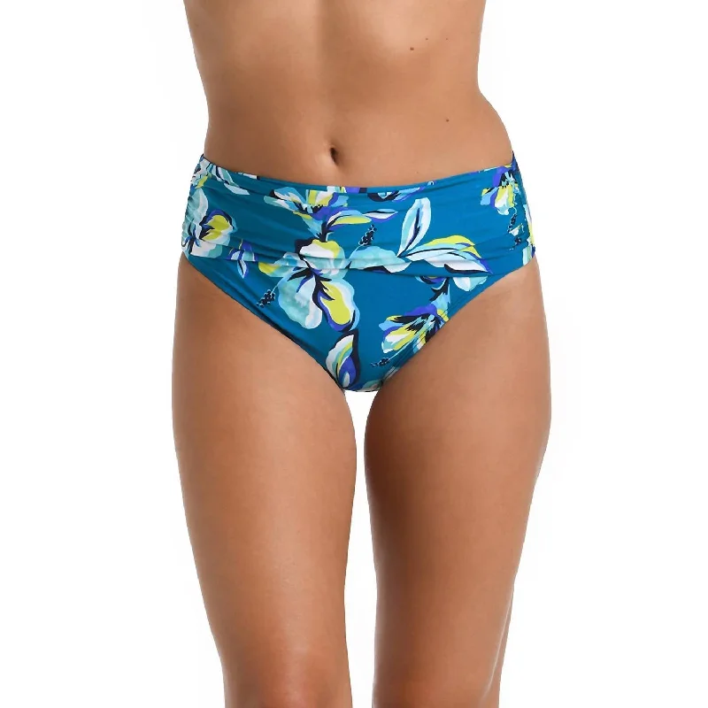 Mid-Waist Sash Band Bikini Bottom In Fiji Tropics Ocean