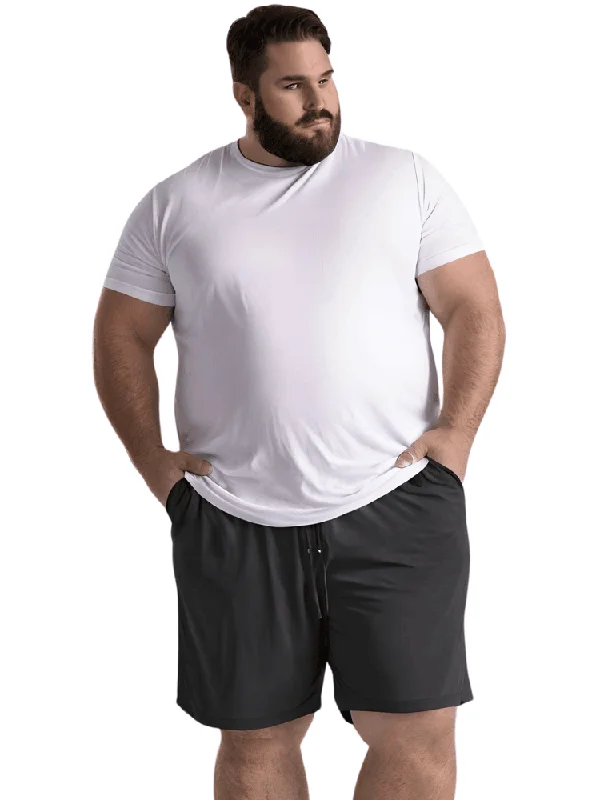 Plus Size Men's Solid Black Quick Dry Shorts With Pockets - Up to 12XL!