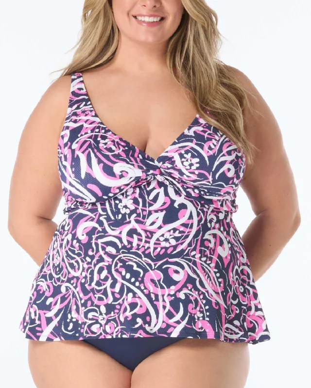 2025 Beach House Women's Plus Paradise Paisley Pique Willow Twist Underwire Tankini Top - Hw8e371