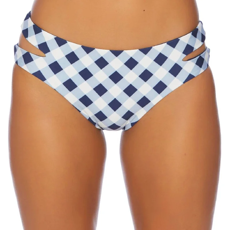 Reversible Keyhole Bikini Bottom In Breaking Plaid Navy