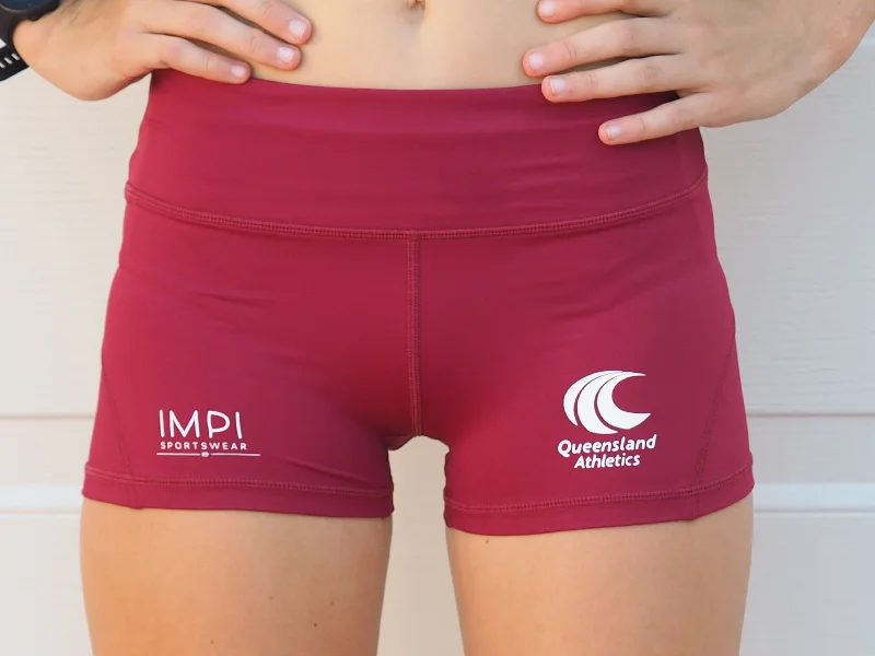 QLD Athletics - Ladies Maroon Highwaist Running Short