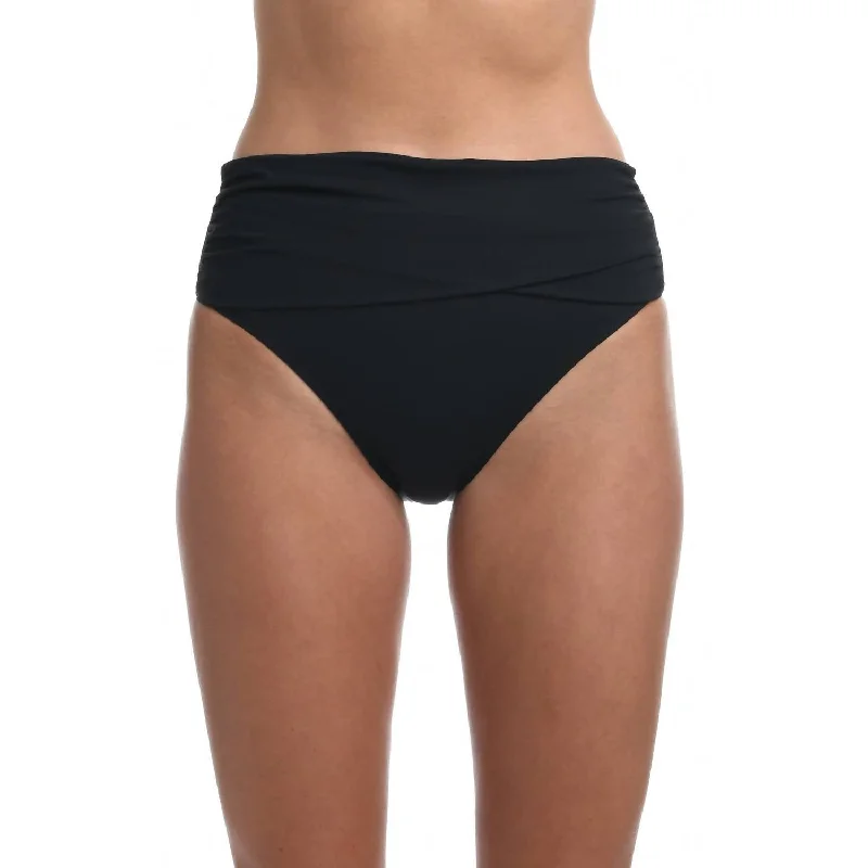 Island Goddess Mid Waist Sash Band Swim Bottom In Black