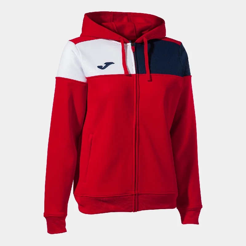 Joma Crew V Ladies Hoodie Jacket (Red/Dark Navy/White)