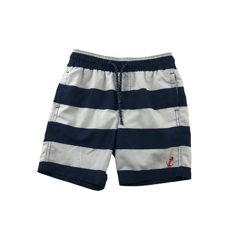 M&S Swim Trunks Age 4 Navy Blue White Stripes Shorts