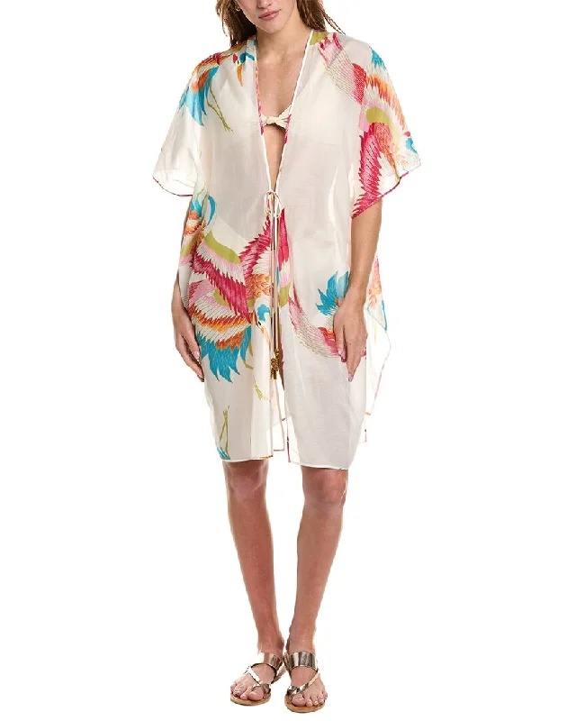 Natori Crane Sheer Silk-Blend Cover-Up