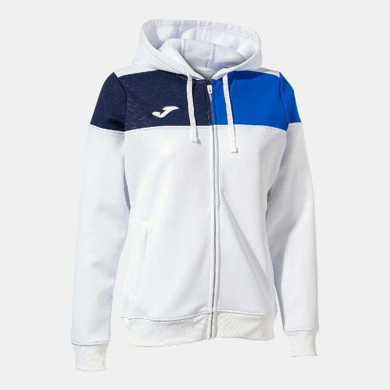 Joma Crew V Ladies Hoodie Jacket (White/Royal/Dark Navy)