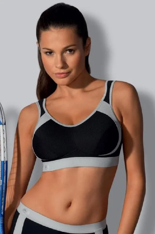 Active Wirefree Sports Bra (Black Grey)