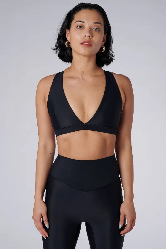 Lilly V 2.0 Push Up Sports Bra | Recycled Nylon | Black