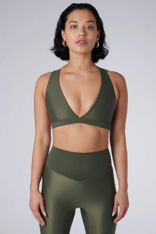 Lilly V 2.0 Push Up Sports Bra | Recycled Nylon | Olive