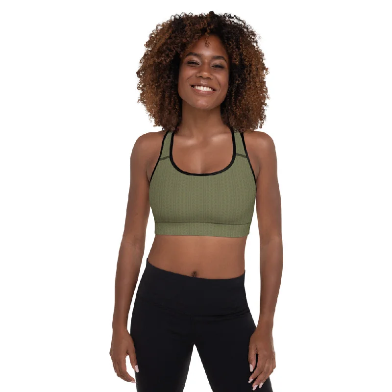 Olive Green Padded Sports Bra