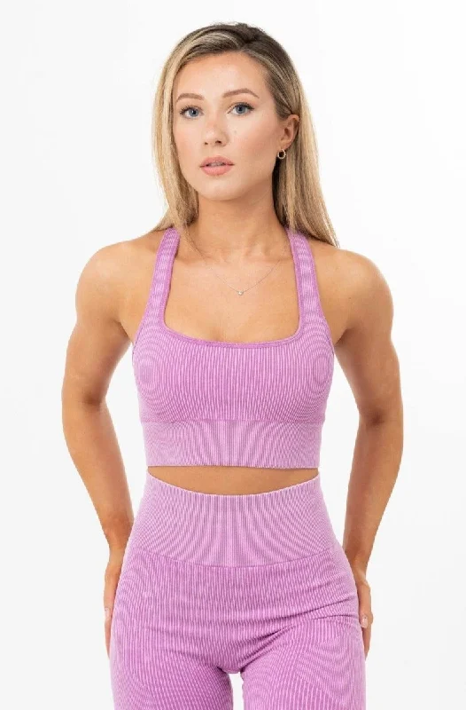 Ribbed Sports Bra - Washed Purple