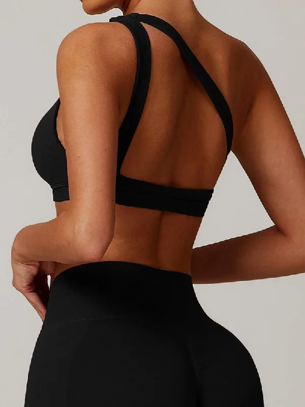 ZASUWA Female Solid Color Tailoring Hollow Out Backless Sports Bras