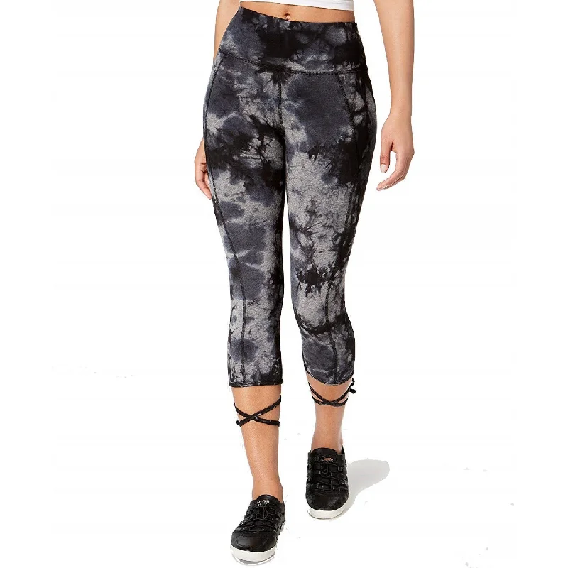 Calvin Klein Performance Women's Tie-Dyed Ballet Cropped Leggings Black Size Large - L