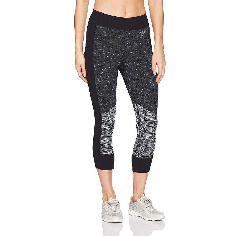 Calvin Klein Women's Performance Ribbed Colorblock Crop Legging Black Heather Size Small