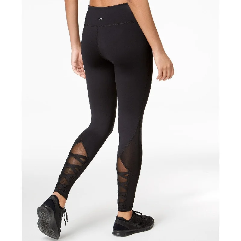 Ideology Women's Performance Leggings Cris Cross Detail Black, X-Large - xl (16)