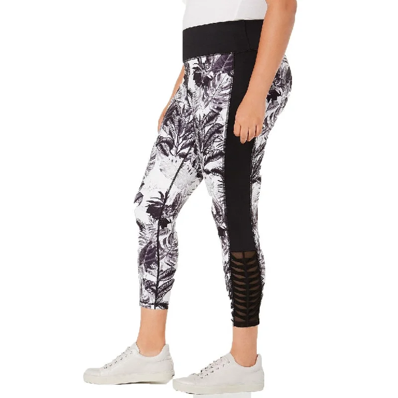 Ideology Women's Plus Size Tropic Shadow Printed Leggings Black 2 Extra Large - XX-Large