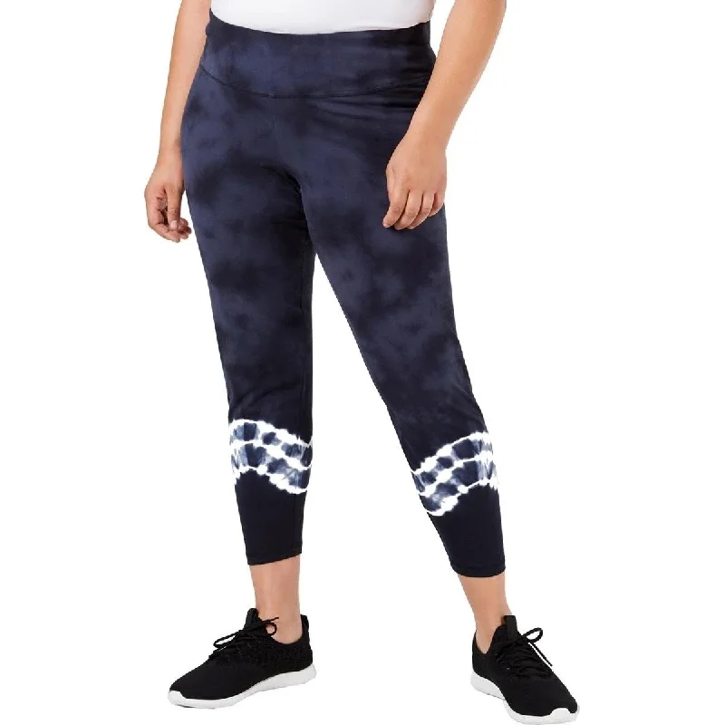 Ideology Women's Plus Tie-Dyed Leggings Navy Size Extra Large - Black - XL