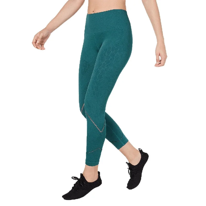 Ideology Women's Tonal-Print Seamless Leggings Teal Size Large