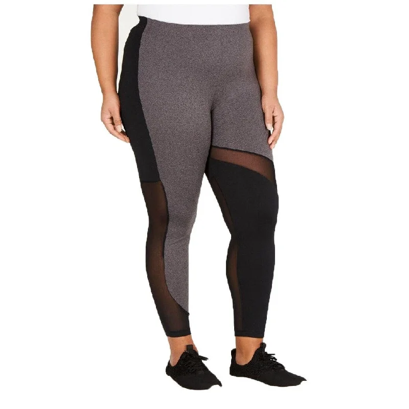 Soffe Women's Plus Size Mesh-Inset Leggings Grey Size 2 Extra Large - XX-Large